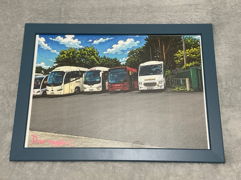 Dartline Bus depot Unique Lineup Framed Print A4