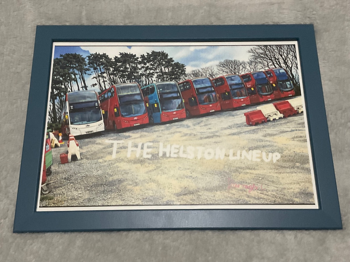 The Go Plymouth Cornwall Citybus Helston Enviro 400 Lineup Framed print A4